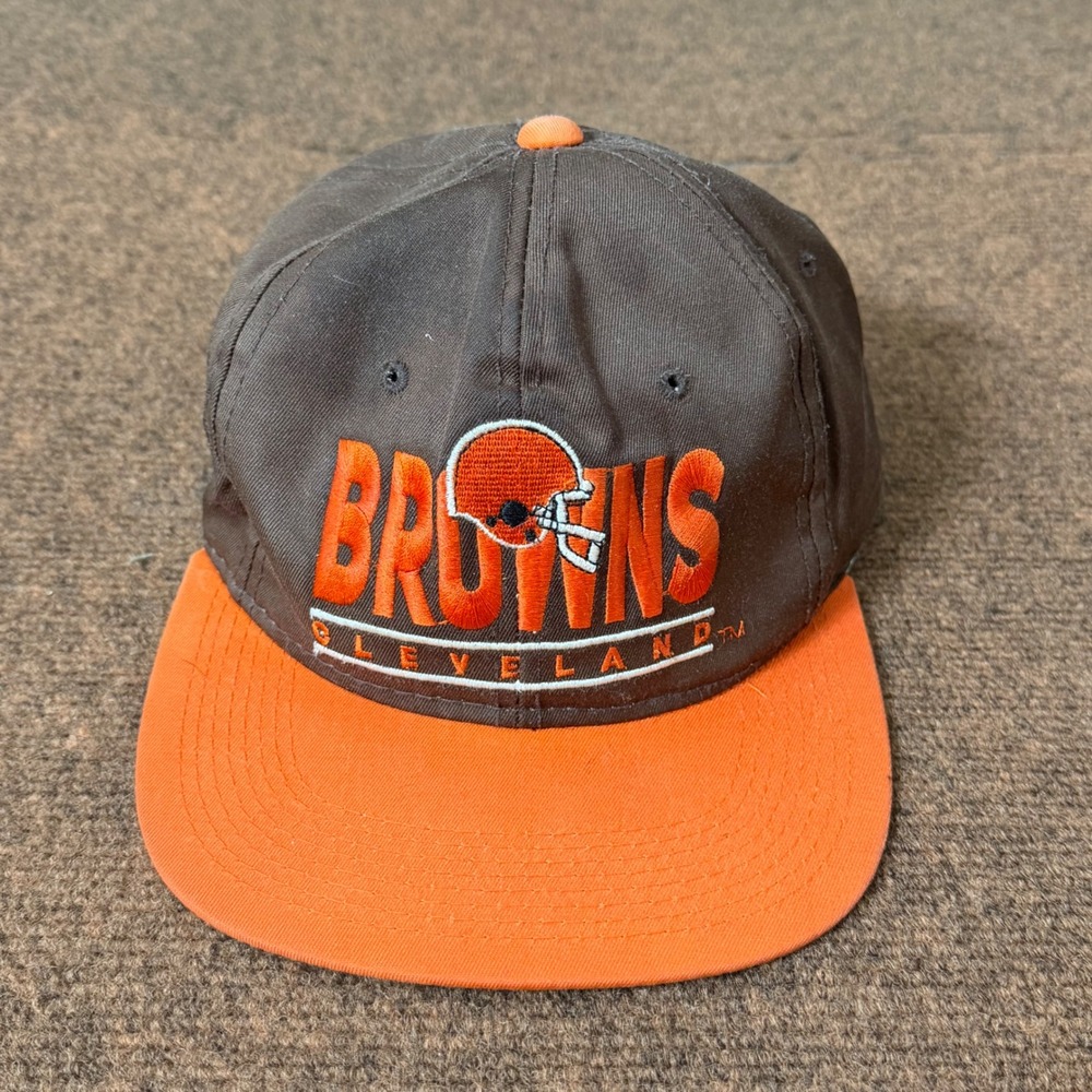 Vintage Cleveland Browns Snapback Hat NFL Brown Orange Embroidered Cap 90s Korea